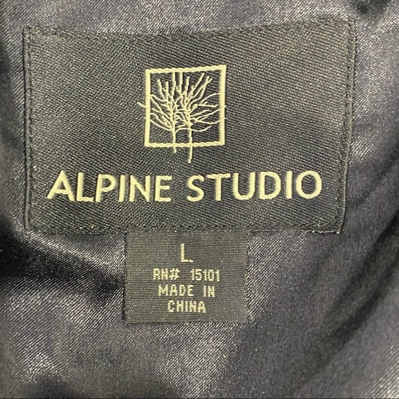 Alpine Studio Women's Faux Fur Knit Sleeves Winter Coat L Brown Full Zip Pockets - Picture 9 of 11